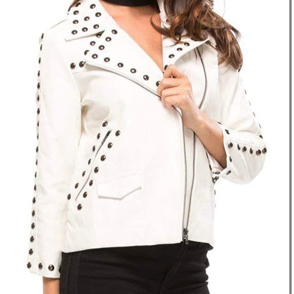 Line + Dot (Shopbop) Faux Leather Moto Jacket. Size M, like new, rich cognac. - Picture 5 of 6